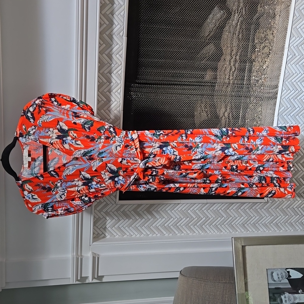 Loft 4P midi dress with tropical print
